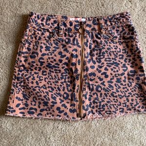 We the free leopard front zip mini skirt